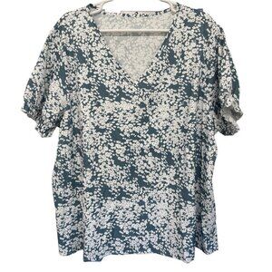 Shein Curve‎ Top Blouse Blue White Floral Plus Size 4X